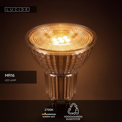 Lucide MR16 - Led lamp - Ø 5 cm - LED - GU10 (MR16) - 1x5W 2700K - Transparant
